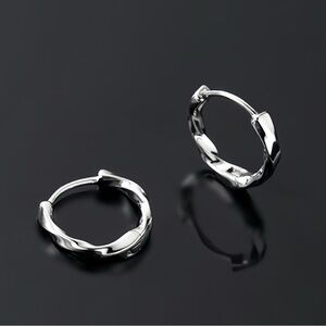 Twist Huggie Earrings S925- SH047 Silver 12mm